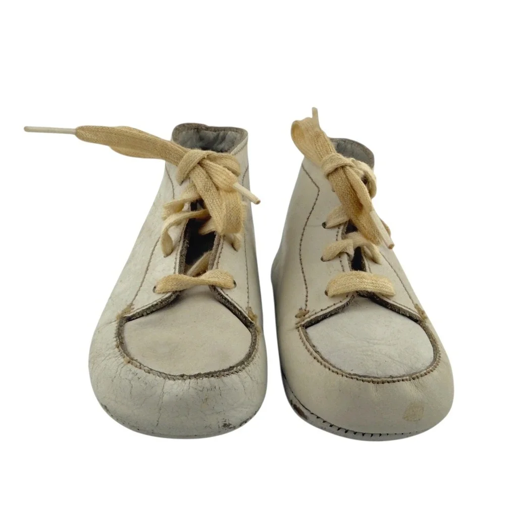 Vintage 1960 Wee Walker Baby‎ Shoes White Leather High Tops Box Pamphlet Sz 1